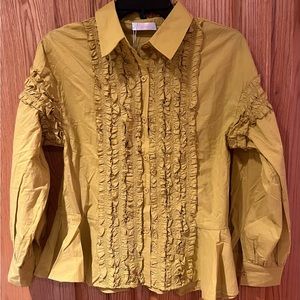 JJ's‎ Fairyland Long-Sleeve Button-Down Tuxedo Style Ruffle Shirt Size Small